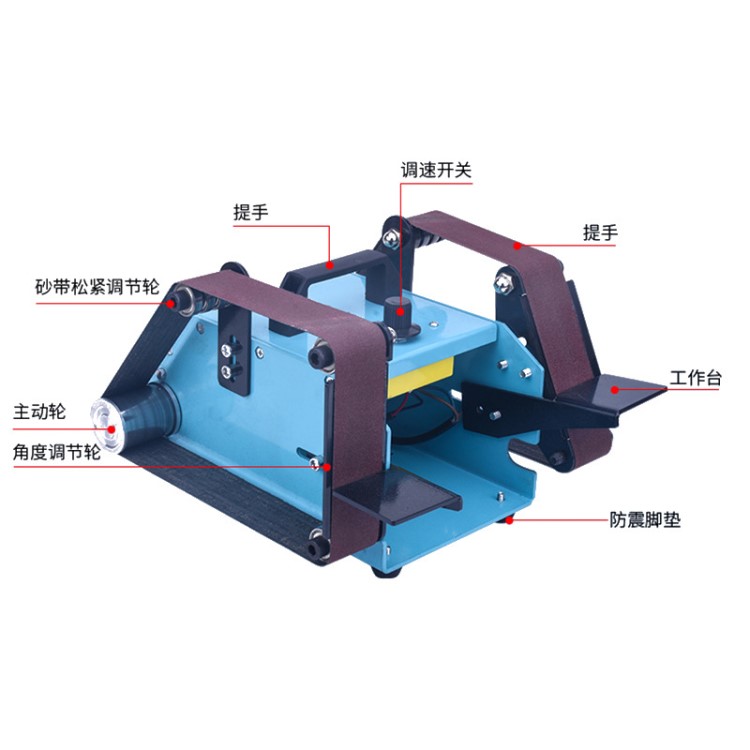 抛光机新款多功能台式双轴砂带机砂光机打磨磨刀工具砂轮机砂纸机