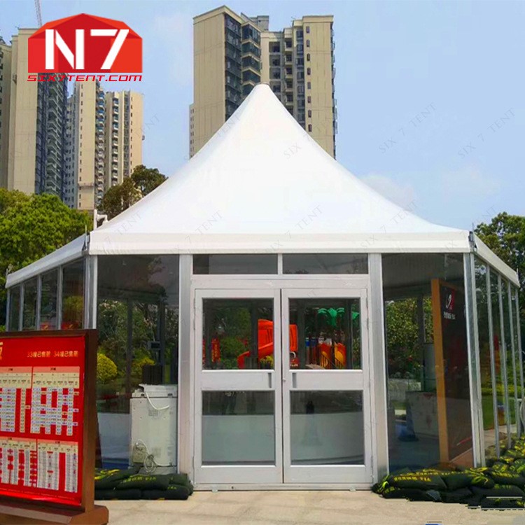 10m六邊形全玻璃帳篷logo歐式尖頂樓盤雨棚遮陽訂制篷房廠家直銷