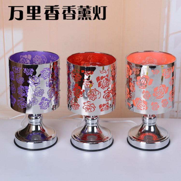創(chuàng)意不銹鋼玫瑰小夜燈具生日香薰凈化空氣燈臥室床頭按鈕臺燈