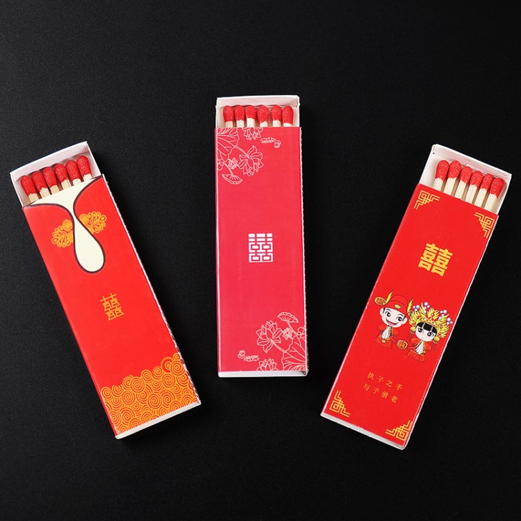 婚慶結(jié)婚用品婚宴婚禮點(diǎn)煙火柴創(chuàng)意個(gè)性火柴長方形荷花雙喜火柴