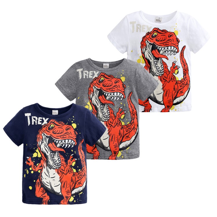 2019新款夏季童裝短袖T恤恐龍兒童上衣廠家批發kids clothes