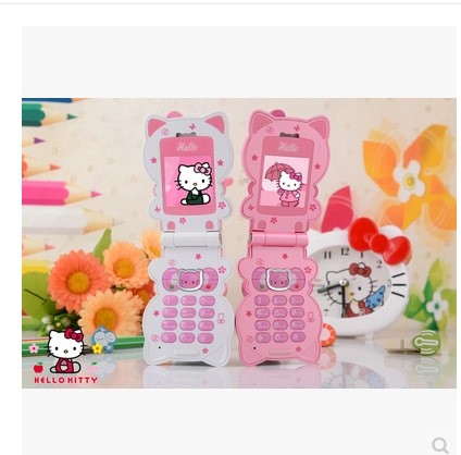 凱蒂貓迷你可愛小翻蓋女生款兒童小學(xué)生卡通低輻射hellokitty手機(jī)