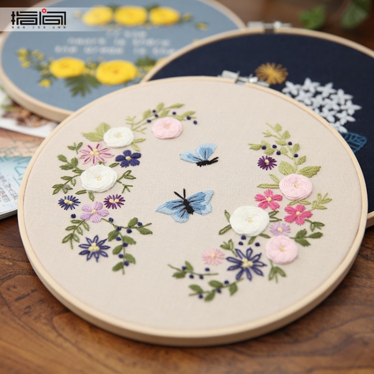 手工刺繡diy 創(chuàng)意制作布藝材料包立體花卉絲帶繡掛畫 套件