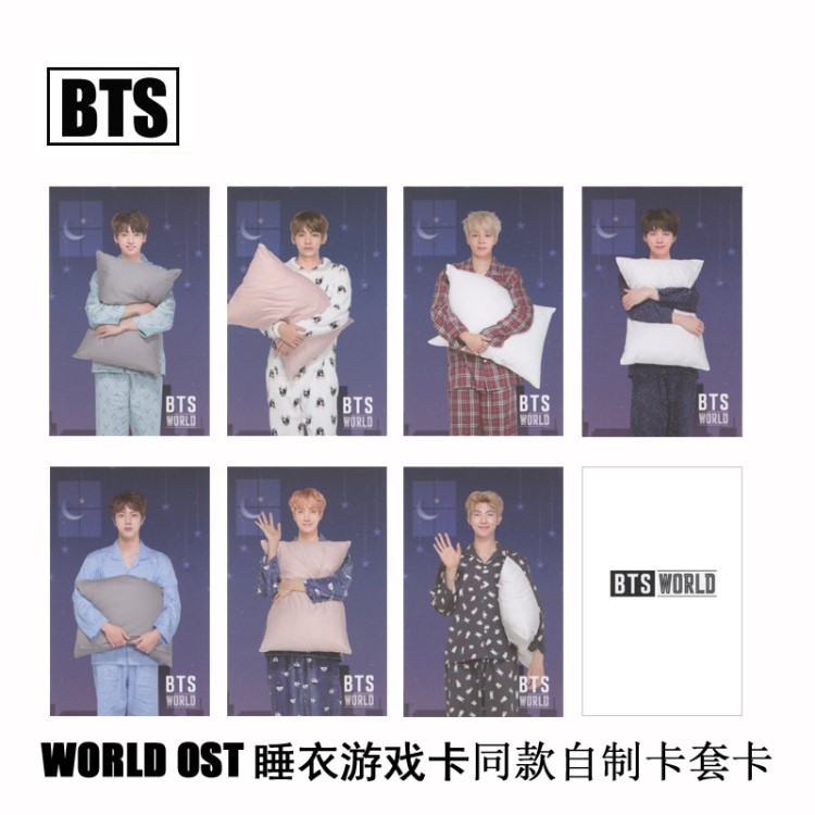 BTS 防彈少年團 WORLD OST 睡衣游戲卡 同款自制小卡套卡 一套7張