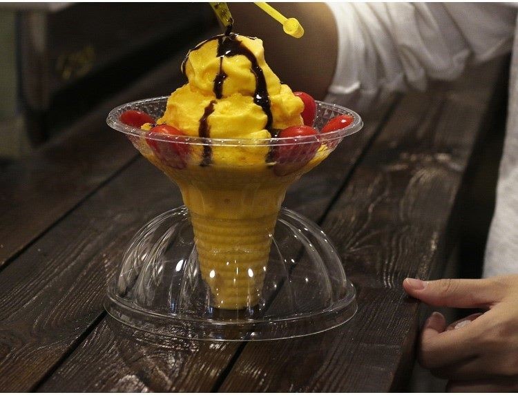 一次性打包刨冰碗杯子冰沙碗绵绵冰碗沙拉带盖冰淇淋外带