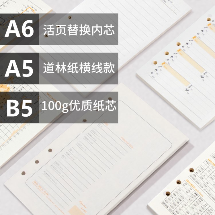 通用商務筆記本內頁批發活頁記事本內芯替換芯A6/A5/B5內芯