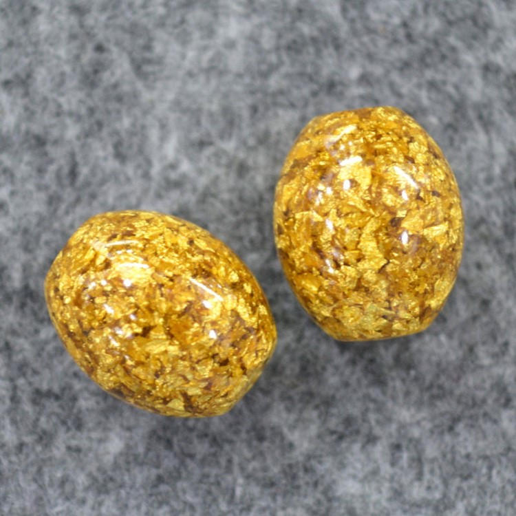 臺灣工藝 金箔米珠14.5*18mm 時尚佛珠配件 diy飾品配件 真金加膠