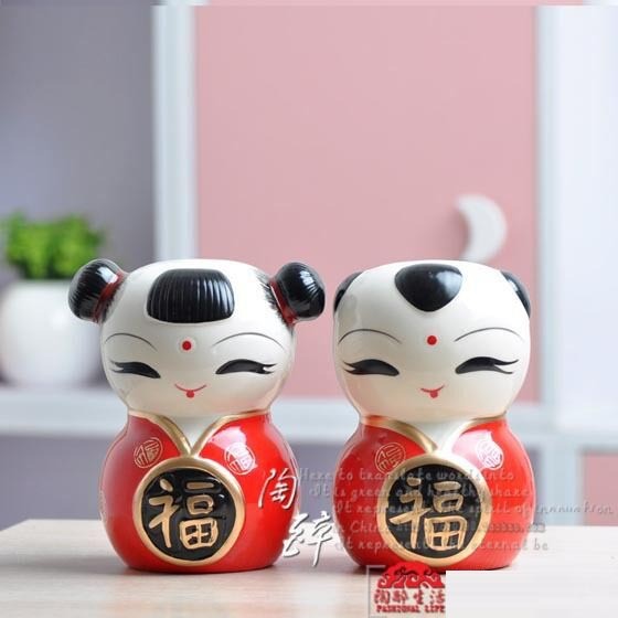 陶瓷存錢罐儲蓄罐 工藝品家居飾品擺設擺件 創(chuàng)意結婚禮物 福娃