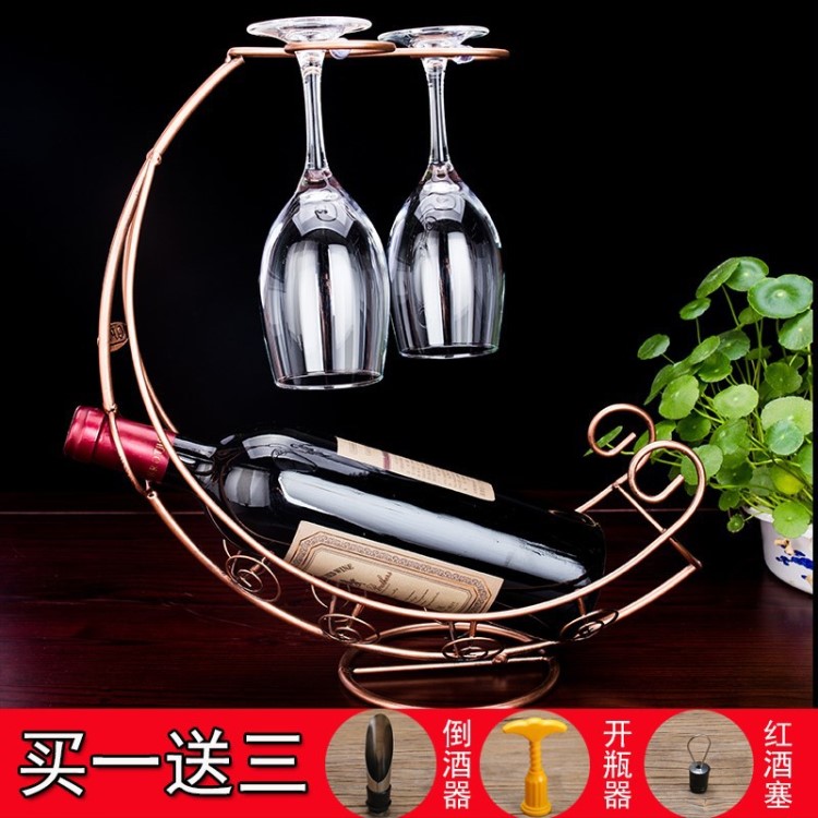 歐式創(chuàng)意家居用品紅酒架擺件客廳電視柜酒柜裝飾品擺件展示架房間