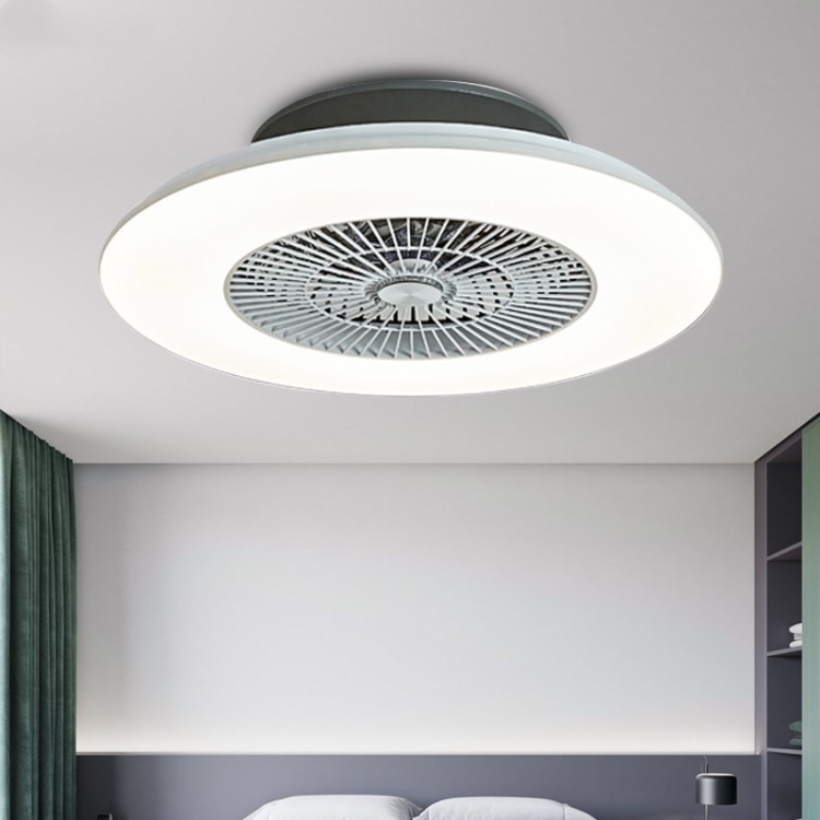餐廳LED吊扇燈隱形風扇燈簡約現代家用客廳燈臥室帶電風扇燈具