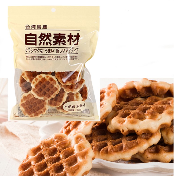 台湾 自然素材美味黑糖格子饼香脆饼干90g 传统休闲零食品