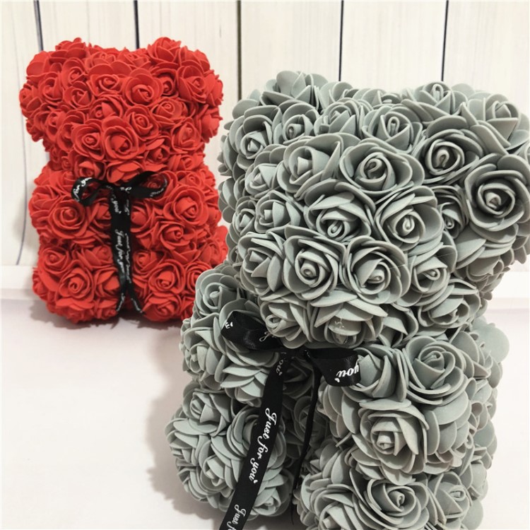 圣誕節(jié)情人節(jié)玫瑰熊PE花泡沫花永生花創(chuàng)意禮品送女友朋友生日禮物