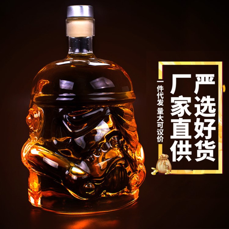 高硼硅耐熱耐冷威士忌杯白兵玻璃酒瓶杯精品創(chuàng)意烈酒杯