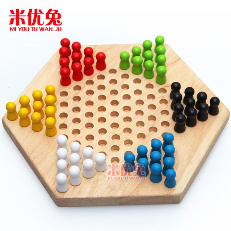 六角跳棋 親子益智游戲玩具 木制跳棋跳珠 兒童益智玩具跳棋.54