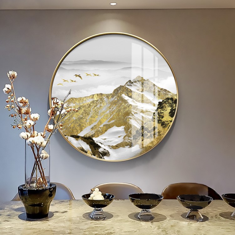 簡約現(xiàn)代客廳裝飾畫樣板房辦公室酒店新中式玄關(guān)圓框晶瓷裝飾畫