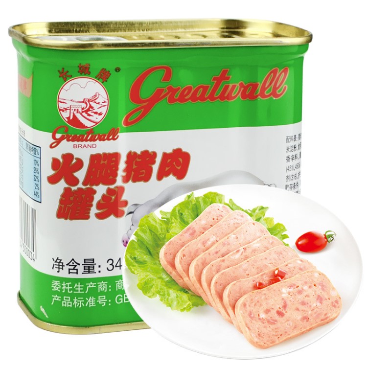 罐頭食品 長(zhǎng)城牌火腿豬肉340g 火腿廚房調(diào)味品