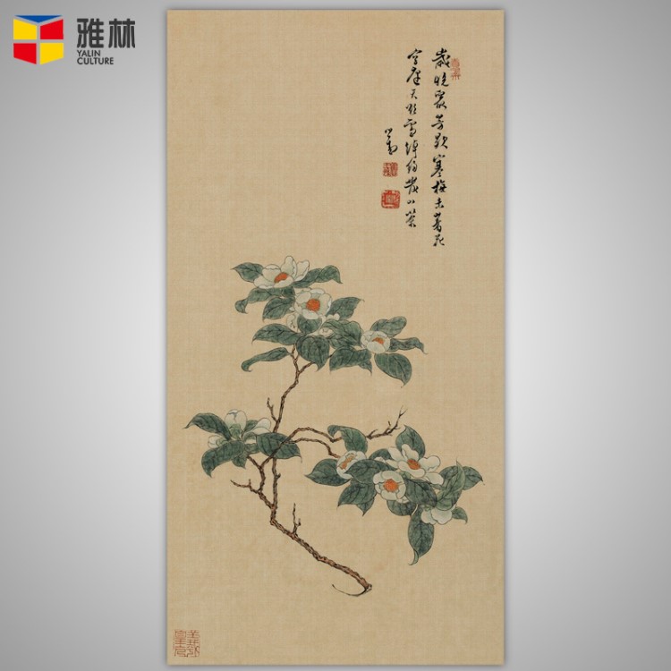 仿古花鳥畫藝術(shù)微噴中國國畫名人書畫溥儒-花哇絹本定制畫芯批發(fā)