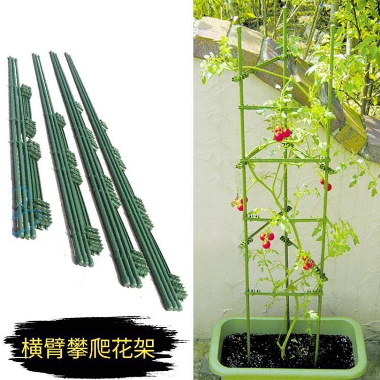 包塑鐵管花支架園藝陽臺盆栽爬藤架蔬菜植物支撐桿黃瓜番茄攀爬架