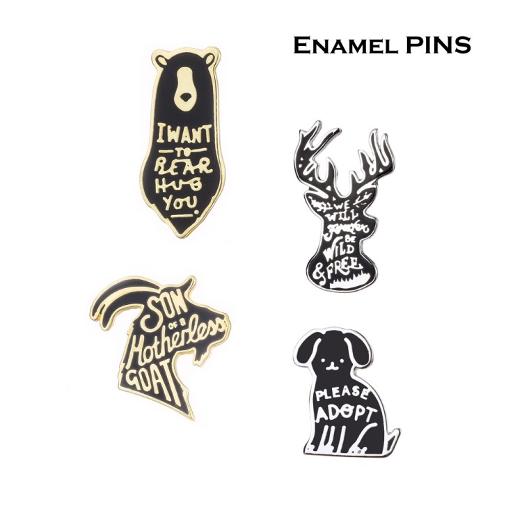 跨境 卡通動(dòng)物字母寓意滴油胸針 琺瑯工藝飾品hard enamal pins