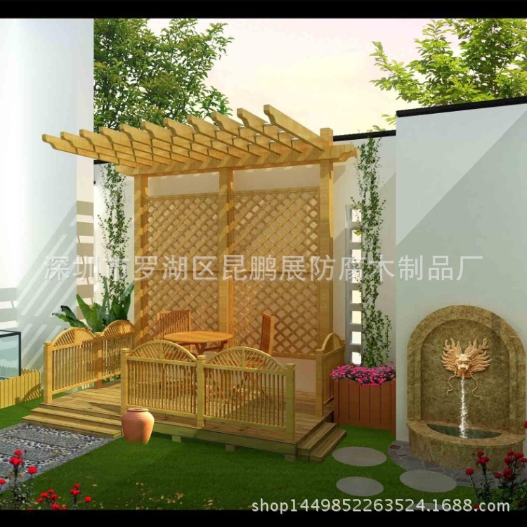 深圳樟子松防腐木葡萄架攀爬架廊架戶外花架擋雨架雨棚工廠定制