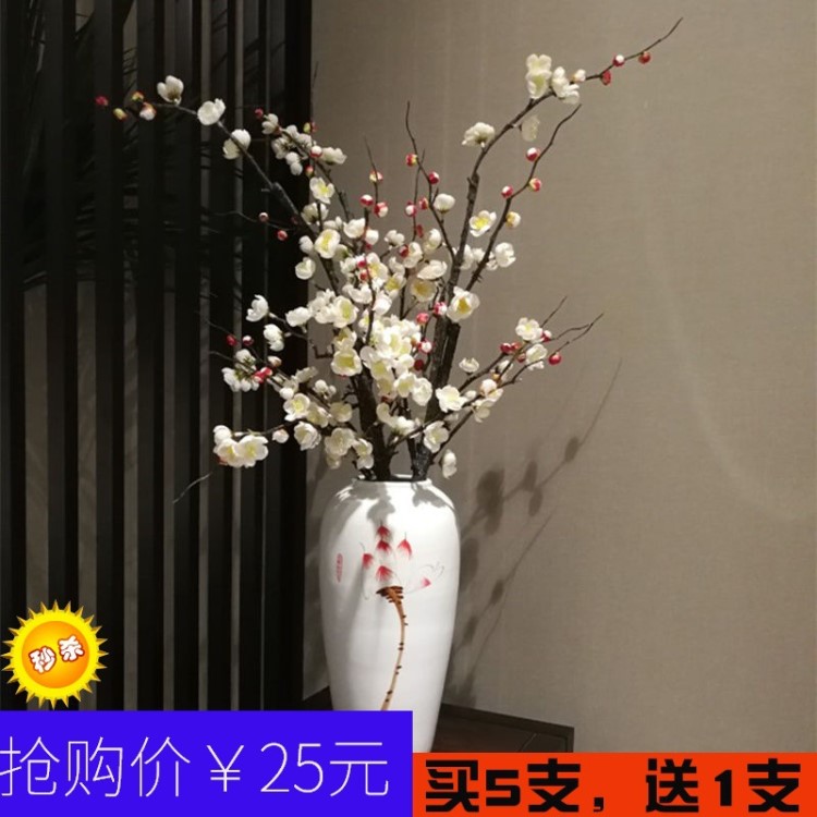 絹花塑料花客廳擺件仿真花櫻花樹梅花塑料中國大陸室內(nèi)裝飾單支假