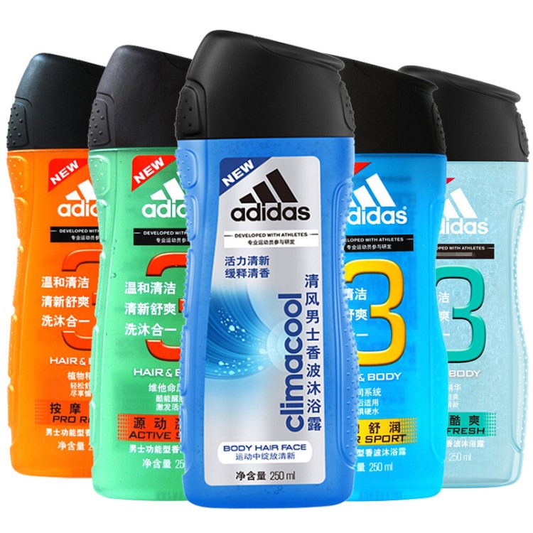 adidas阿迪達斯男士香波洗發(fā)水沐浴露二合一250ml 運動源動清新