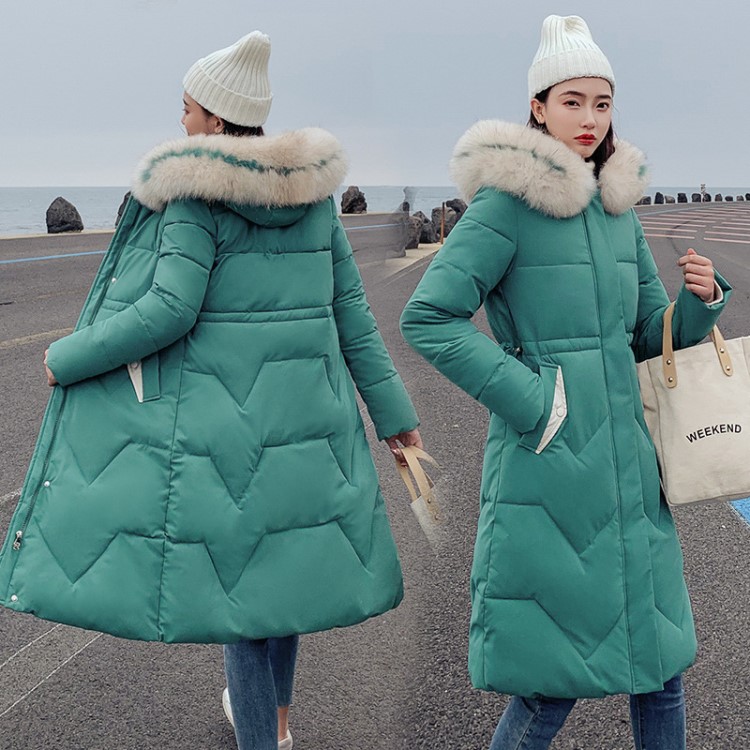 2019年冬季新款時(shí)尚休閑中長(zhǎng)款羽絨棉服女寬松顯瘦連帽棉衣女外套