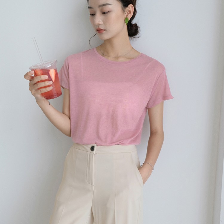 女裝t恤女短袖2019夏季新款韓版上衣休閑色百搭透氣涼爽5961