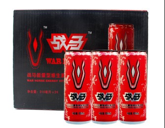 廠家直銷批發(fā)大量批發(fā)戰(zhàn)馬能量型維生素飲料310ml*24罐整件