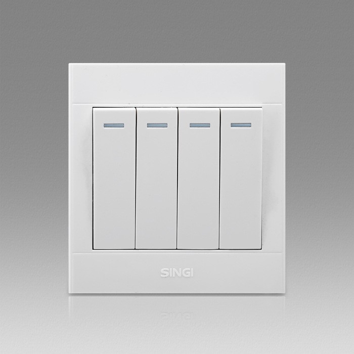 信基伟业墙壁开关插座按钮开关面板四开单控四联开关86型16a