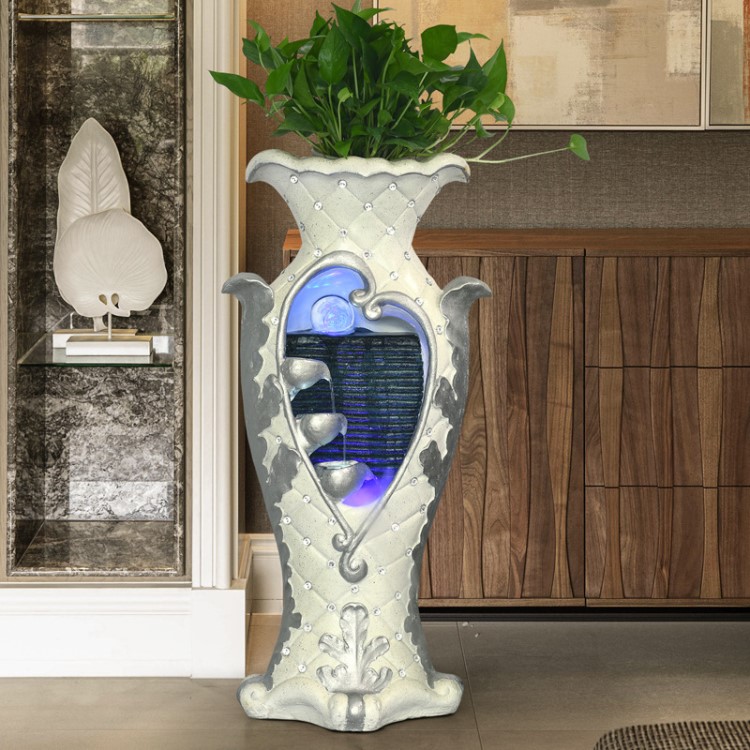 北歐式花瓶流水噴泉家居客廳水晶球辦公室會所裝飾品招財水景擺件
