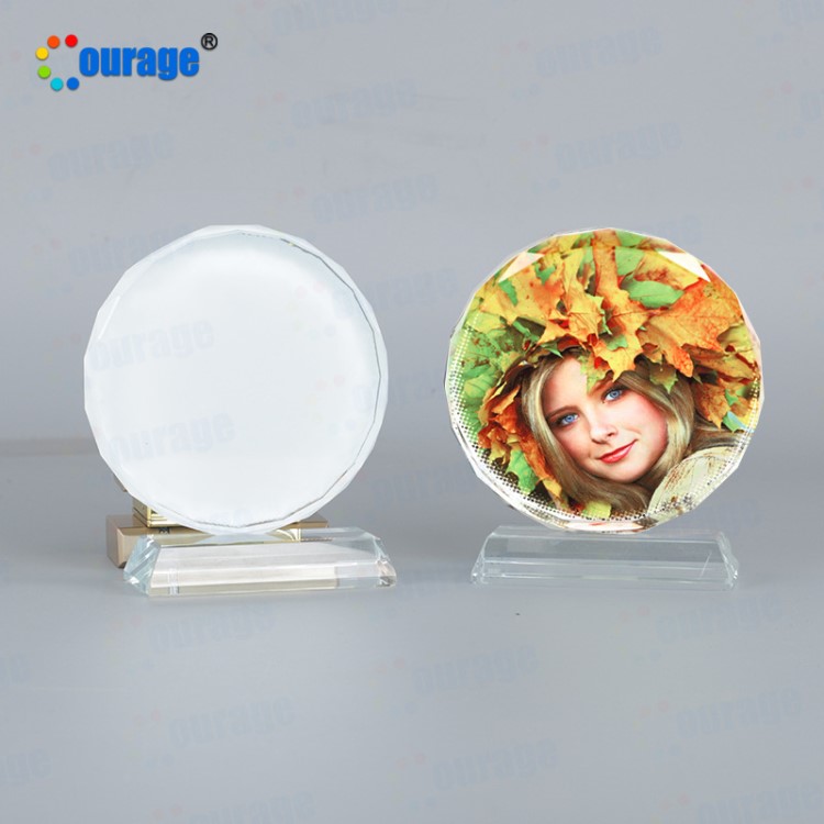 10cm太陽花擺件 手腳印水晶禮品 K9熱轉印水晶禮品擺件