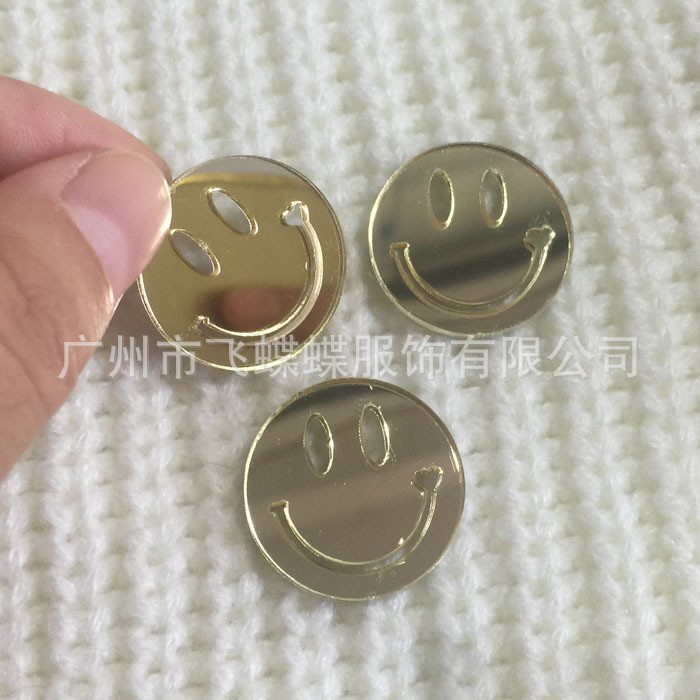 原廠批發單面金色鏡面23mm表情款金色鏡片亞克力手機貼片輔料飾品