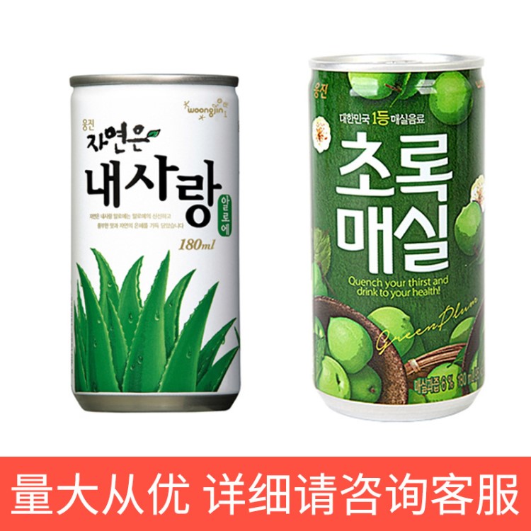 韩国饮料熊津青梅汁180ml芦荟汁果汁果味夏日饮品批发90听/箱