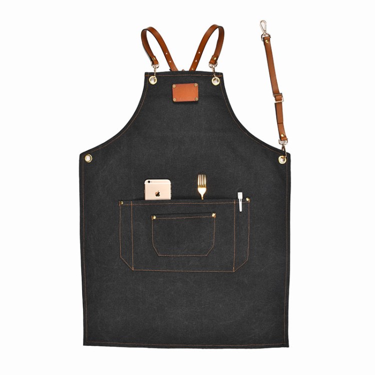 全棉帆布面包師圍裙 糕點師帆布圍裙 烘焙帆布圍裙 面包房圍裙