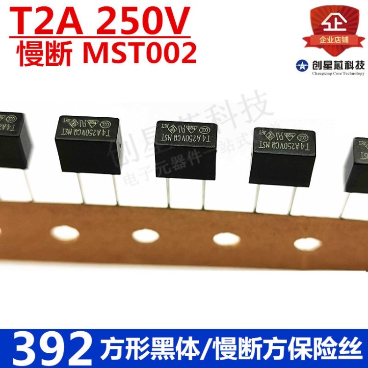 392方形黑体/慢断方保险丝 T2A 250V 4*7*8 台湾功德 现货