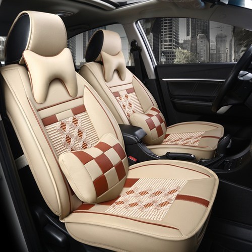 2019新款全包皮冰絲格子四季通用汽車坐墊朗逸朗動朗行英朗座套