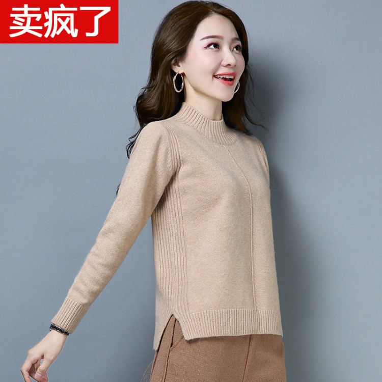 2019新款限量 玖姿女裝秋冬新羊絨衫短款套頭羊毛衫寬松打底