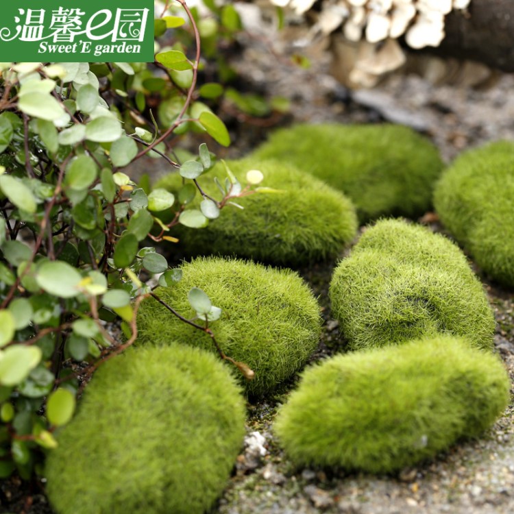 仿真苔蘚 苔蘚石頭 植絨石頭 假石頭苔蘚草坪 微景觀擺件裝飾配件