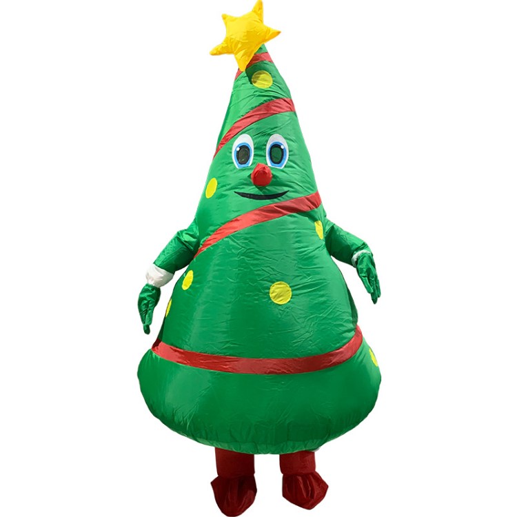圣誕節(jié)卡通人偶服裝氣模圣誕老人裝扮道具搞笑搞怪充氣圣誕樹衣服