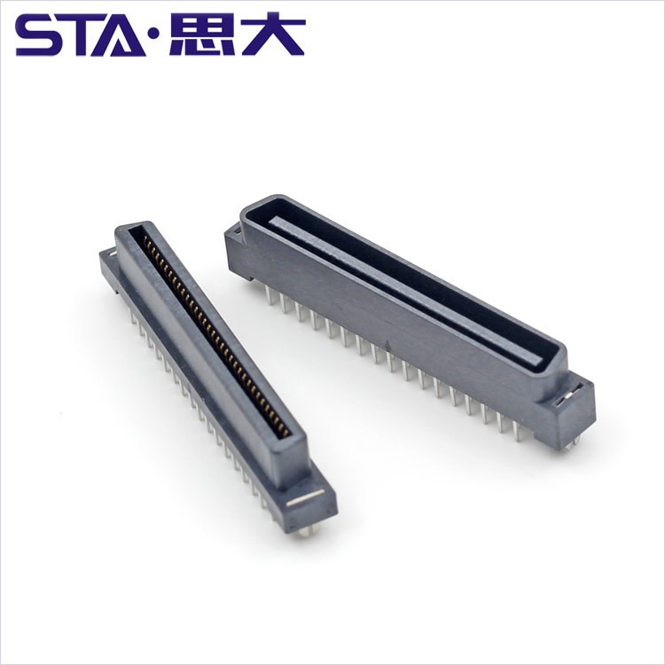 80pin SCSI接口 TE 1734101-8 1.27mm 金手指插槽 40芯直針母頭