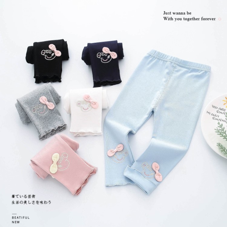 2019童裝批發(fā) 秋款色卡通小豬打底褲9918 女童新款童褲C100
