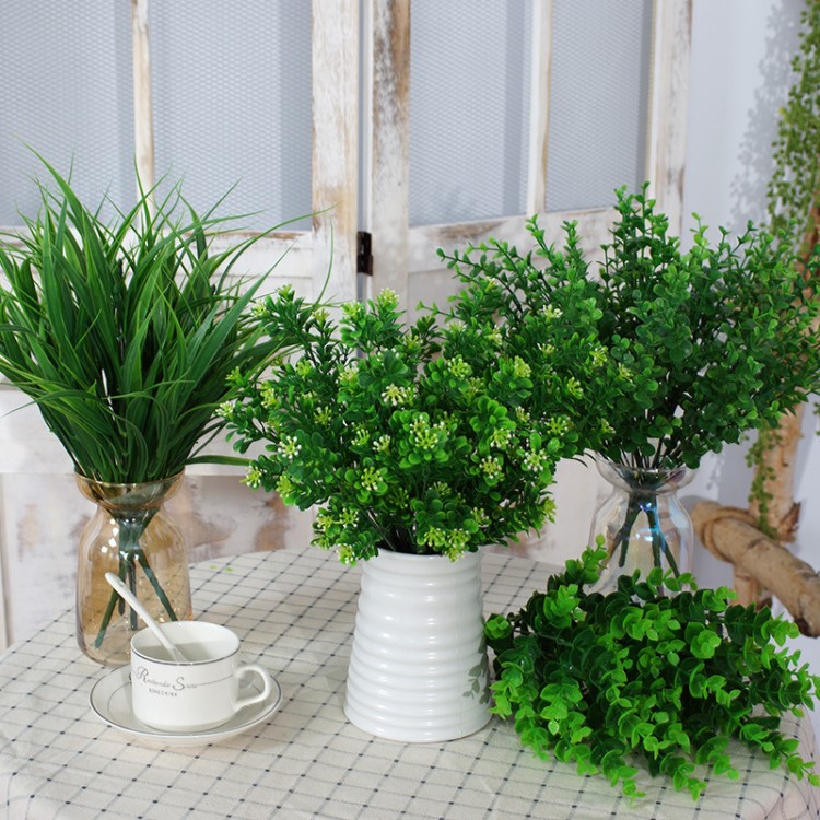 仿真小把草綠植翡翠草米蘭草水仙草配材小草裝飾酒店裝修