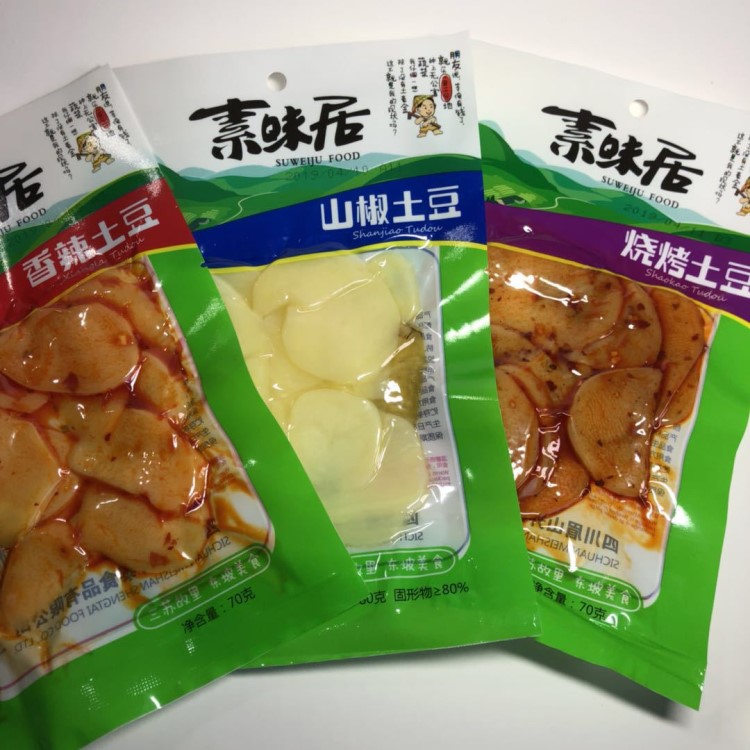 素味居香辣山椒燒烤味土豆片70g休閑零食小吃批發(fā)四川特色美食