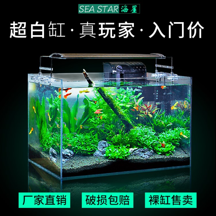 超白魚缸 懶人玻璃水族箱 小型魚缸桌面客廳斗魚烏龜缸草缸金魚缸