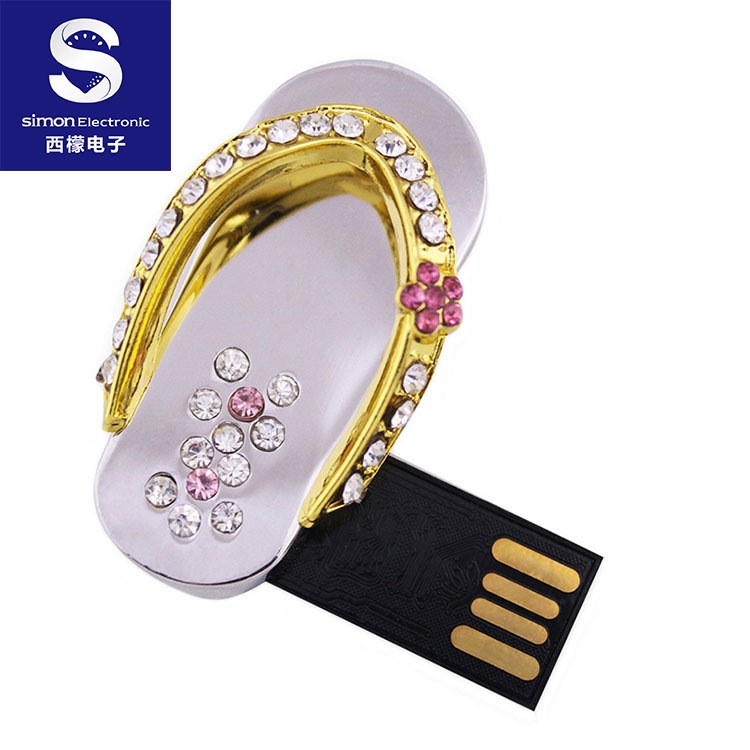 優(yōu)盤廠家批發(fā)珠寶拖鞋U盤8GB 定制創(chuàng)意禮品人字拖紀(jì)念品u盤16GB