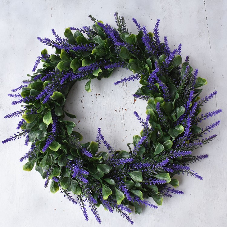 仿真花環(huán) 門飾 婚慶大號薰衣草仿真花環(huán)掛件櫥窗裝飾門環(huán)草環(huán)