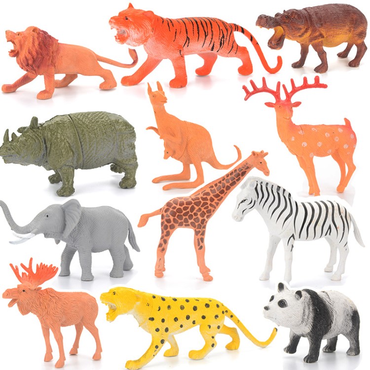 仿真动物农场动物园熊猫模型摆件儿童玩具pvc搪胶动物世界套装