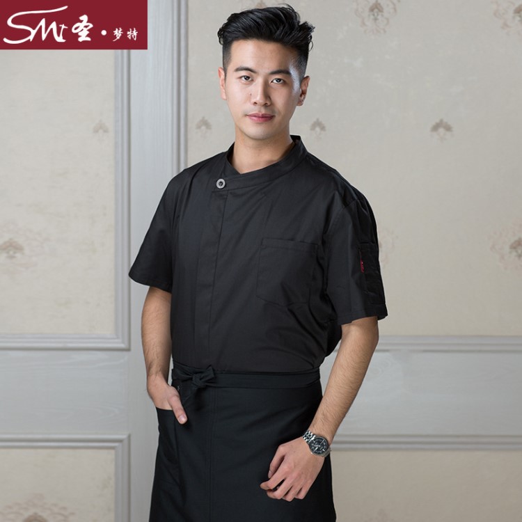 圣夢特酒店廚師工作服短袖餐飲中西餐廚師服夏季透氣薄款廠家定做