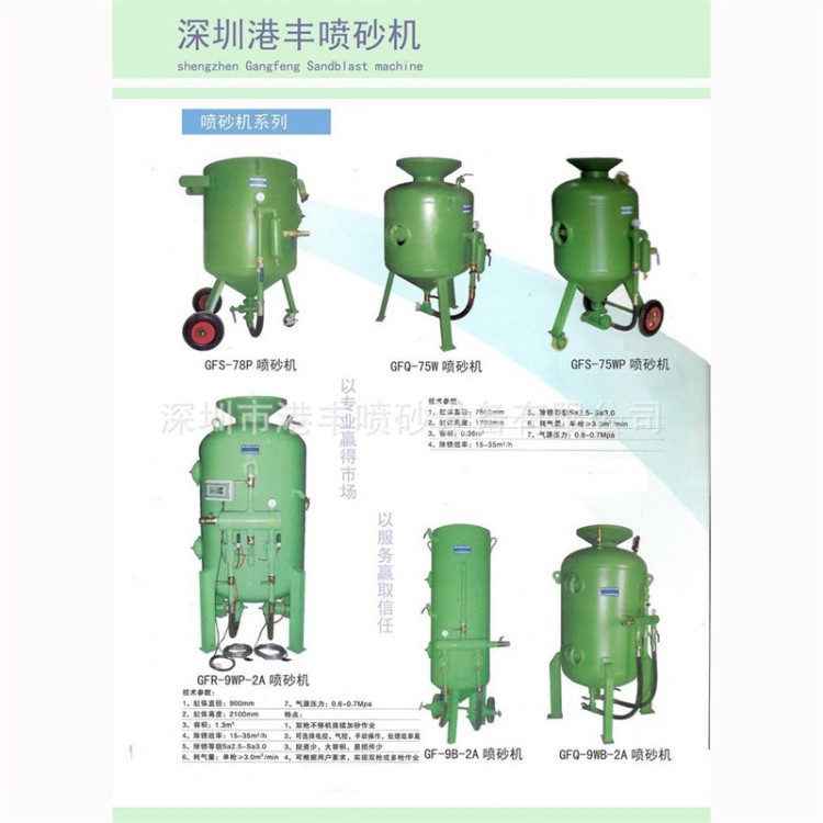 厂家定做非标多枪大型连续加压式手控气控电控移动开放式喷砂机